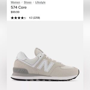 New Balance Women's 574 Core Sneakers - Cream and White